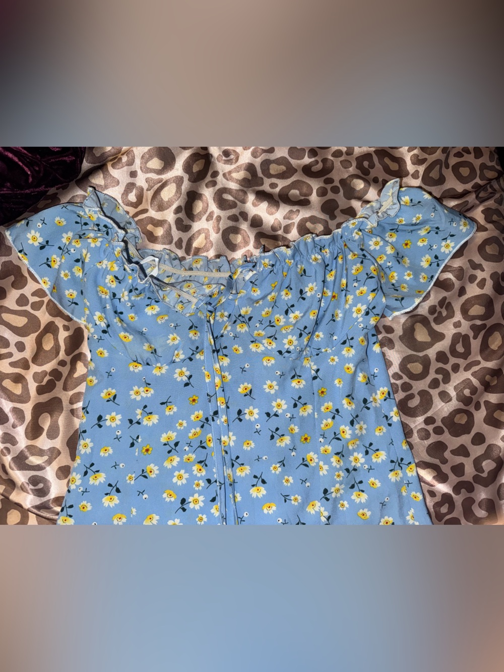 Blue Floral Ruffle Sleeve Dress